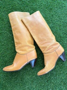Vintage Italian Leather Women's Size 8  Heeled Boots
